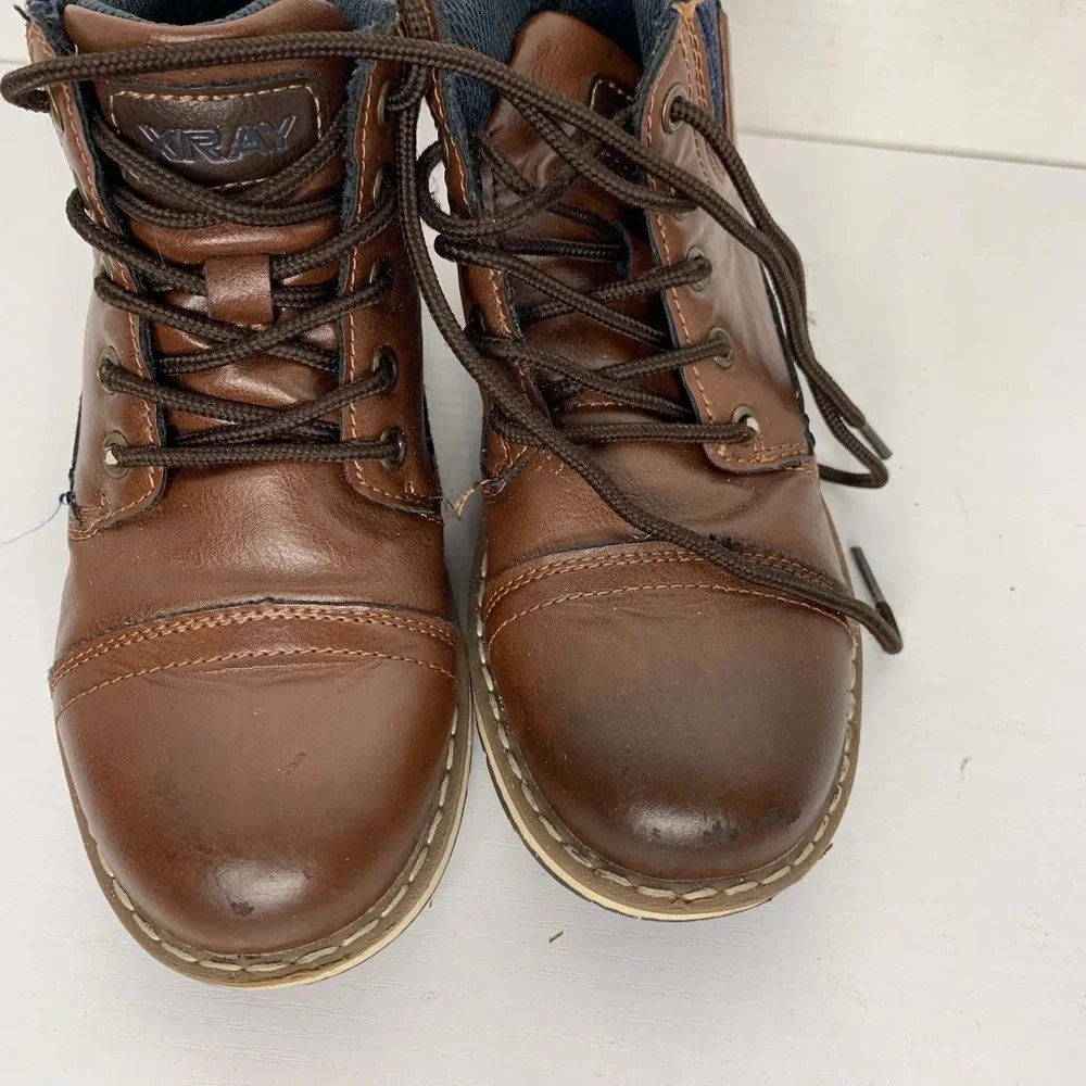 XRAY Brown Synthetic Leather Cap Toe Lace-Up Ankle Boots Casual Dressy